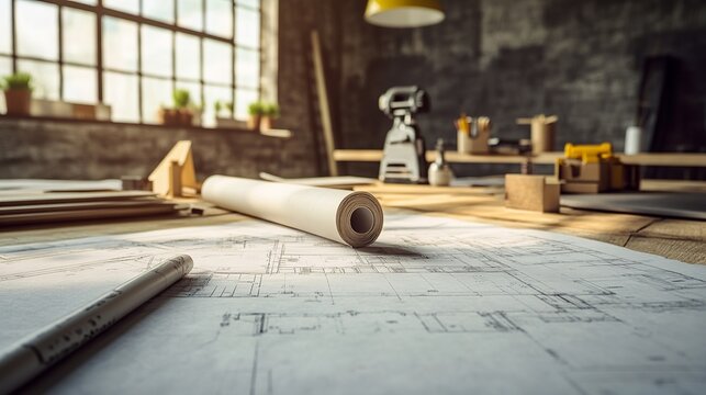 A website concept for renovation, repair, and construction design, featuring a clean and modern layout with sections for project portfolios, service descriptions, and client testimonials. 