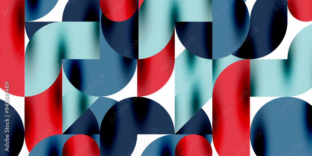Poster tech minimal circular shapes geometric art. vector modern circles