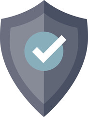 A shield with a checkmark symbolizing protection and approval.