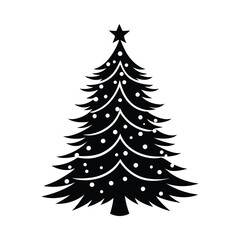 Elegant Christmas Tree Silhouette with Star and Ornaments