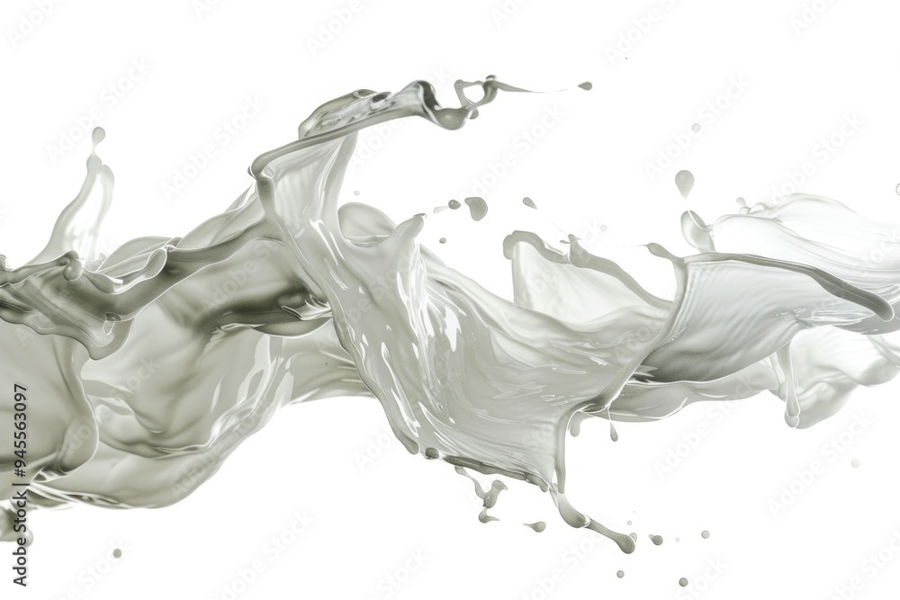Poster close-up of a liquid splash on a white background, suitable for use in scientific or educational con