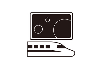デジタルサイネージと新幹線のアイコン