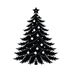 Fototapeta premium Elegant Christmas Tree Silhouette with Star and Ornaments