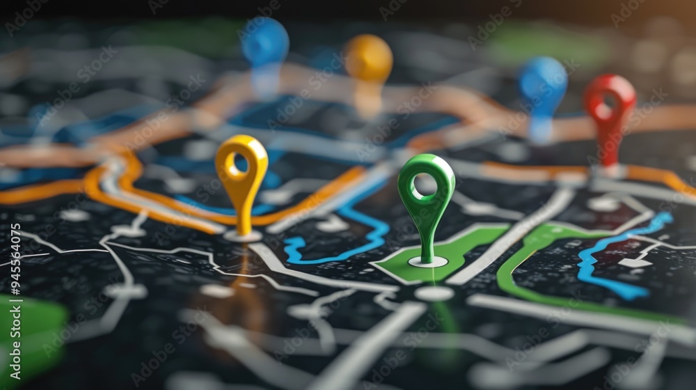 Poster Map with pins showing location and points of interest
