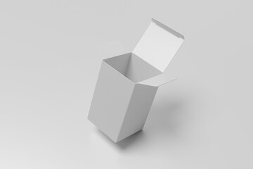 Realistic Open Packaging Box Mockup on white background, 3d rendering