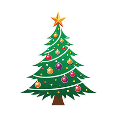 Festive Christmas Tree with Lights Vector