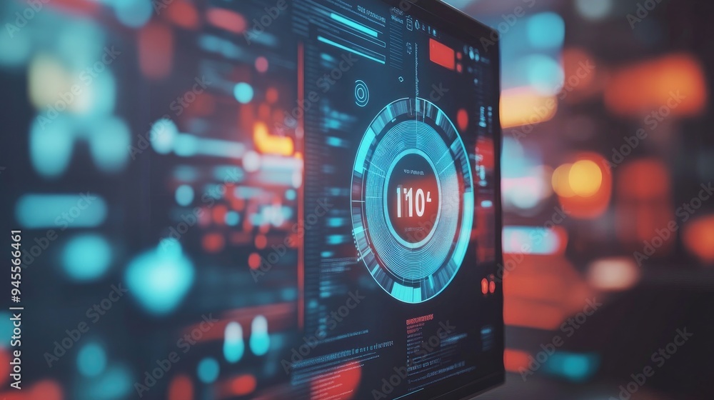 Poster digital advertising concept with a computer screen displaying a targeted ad campaign