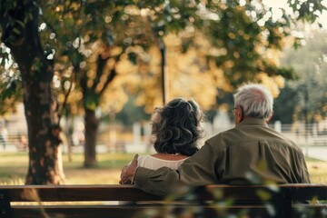 Old love is the truest love Rearview shot of a senior couple relaxing on a park bench
