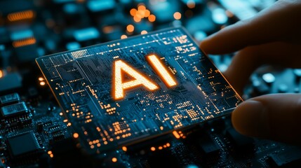 CHuge artificial intelligence chip placed on a computer motherboard