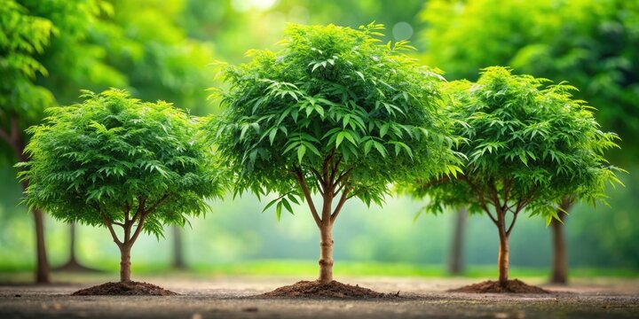 Small growing neem trees with vibrant green leaves , neem, trees, green, small, growing, vibrant, leaves, nature, plant