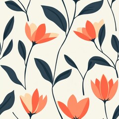 vintage pinup style floral pattern, seamless repeating pattern, minimal pattern 