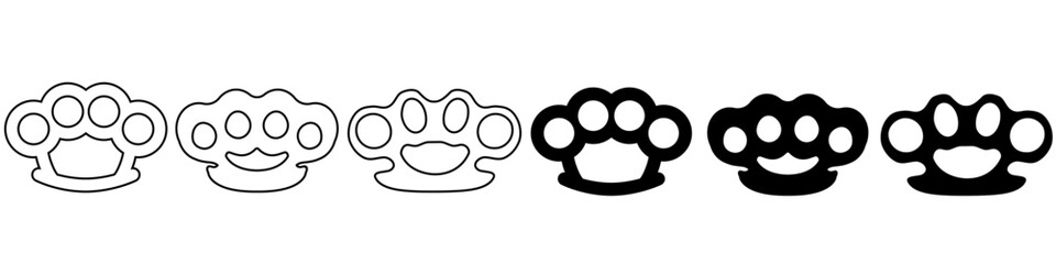 Brass knuckles icon vector set. Knuckle illustration sign collection. Knuckle duster symbol or logo.