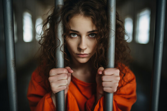 Created with generative ai photo of woman in prison