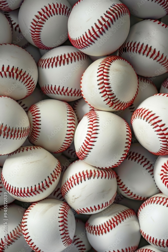 Poster a pile of baseballs stacked on top of each other, great for sports or game-related concepts
