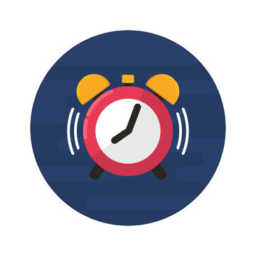 alarm clock circle navy color Flat design icon.