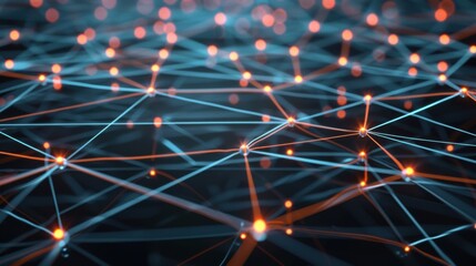 A computer generated image of a network of lines and dots