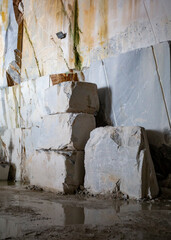 Inside marble cave in Carrara.