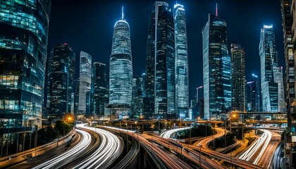 Fototapeta premium The City Where Lights Dance Across the Skyline, Illuminating the Night