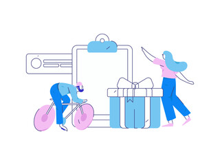 Invite friends to conduct questionnaire flat vector concept operation hand drawn illustration
