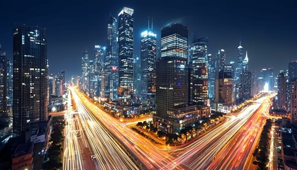 Obraz premium The City Where Lights Dance Across the Skyline, Illuminating the Night