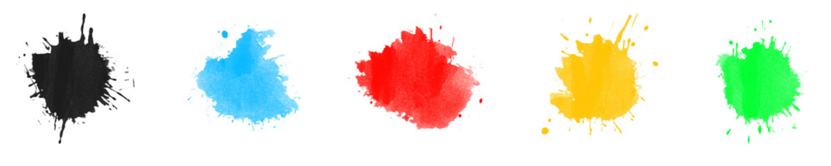 5 Wasserfarbe Kleckse mit bunten Farben