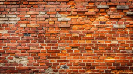 Old red brick wall with visible damage and wear , weathered, aged, textured, broken, architecture, vintage, grunge, background