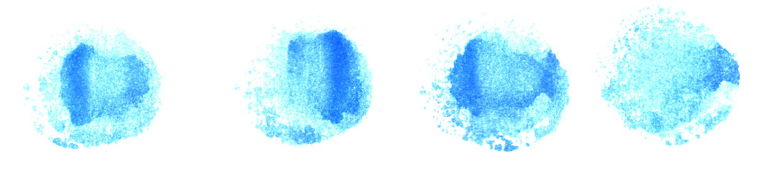 4 Wasserfarbe Kleckse in blau