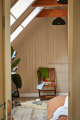 skylights in the bedroom in a modern style