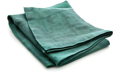 Green napkin isolated on white background. Top view. Flat lay.