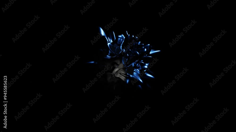 Aufkleber abstract figure with waves deforms on black background. 3d render looped animation