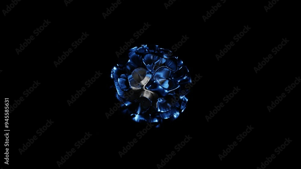 Aufkleber abstract figure with waves deforms on black background. 3d render looped animation