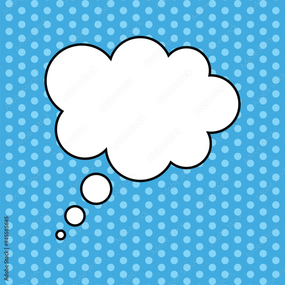 Aufkleber cloud of thoughts in blue background. speech bubbles. boom comic book explosion vector design patter