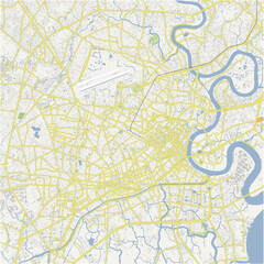 Road map of Ho Chi Minh City in Vietnam. Contains layered vector with roads water, parks, etc.