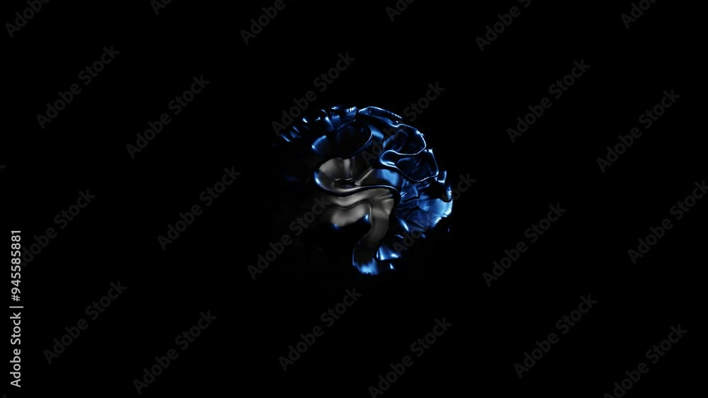 Aufkleber abstract figure with waves deforms on black background. 3d render looped animation