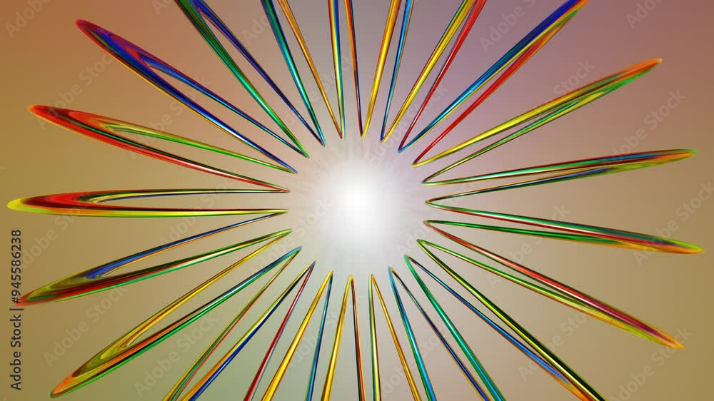 Poster multicolored spiral figure rotates on a light background. 3d render looped animation