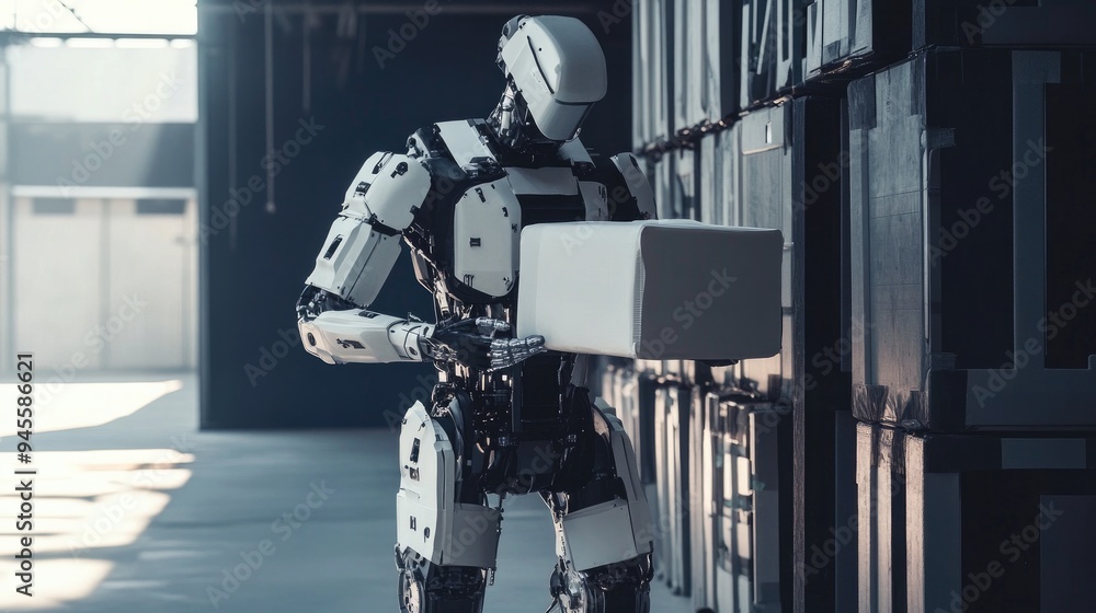 Aufkleber robotic exoskeleton assisting a person in lifting heavy objects with ease