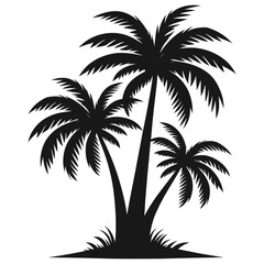 Silhouette palm trees vector illustration black and white isolated on white background