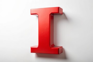 A bold red "I" stands out against a pristine white background, its angled form and crisp edges radiating a sense of modernity and simplicity.