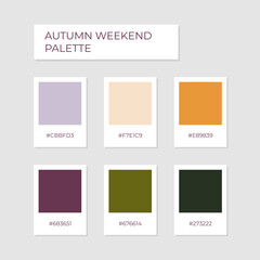 Autumn palette color pick Trend autumn color set for illustrator. Cozy and warm. Golden autumn weekend palette	

