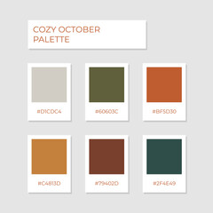 Autumn palette color pick Trend autumn color set for illustrator. Cozy and warm october palette	