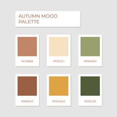 Autumn palette color pick Trend autumn color set for illustrator. Cozy and warm. Golden autumn mood palette