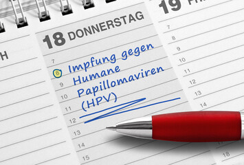 Terminnotiz, Impfung gegen Humane Papillomaviren (HPV)