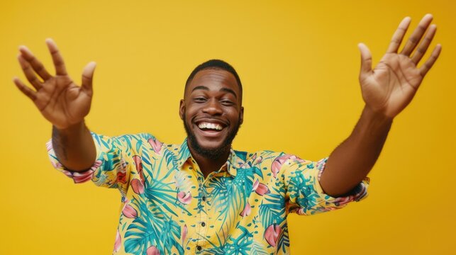 A man with his hands raised in surrender or defeat, possibly in a dramatic or emotional situation