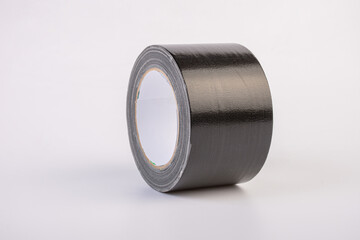 Black unrolled duct tapes mockup on a white background.