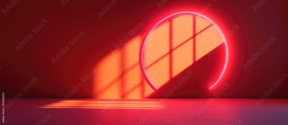 Poster 3d rendering of an abstract red studio background for product presentation featuring shadows from a 