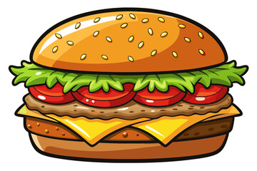 Delicious Burger Clipart: Perfect for Menus and Promotions