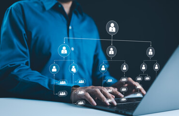 Organization chart and hierarchy structure employees in the company with departments in business....
