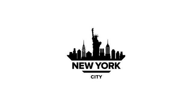 New York City, vector animated logo (alpha channel) transparent background