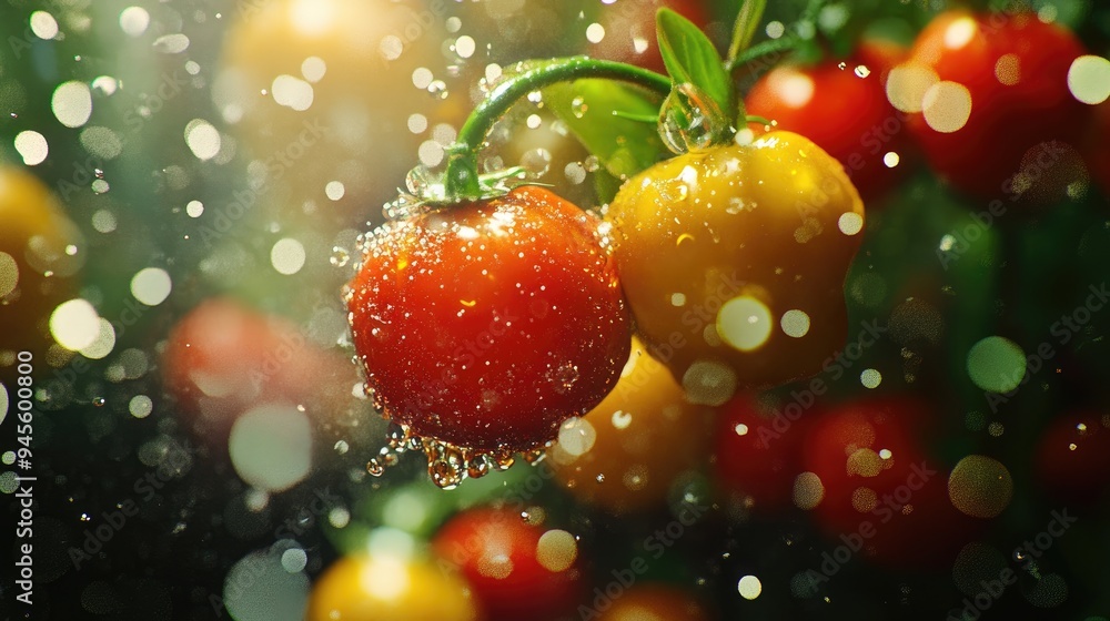 Poster 3d rendering of a blurry food background with selective focus and narrow depth of field