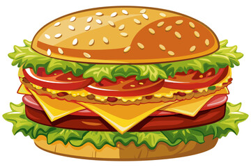 Delicious Burger Clipart: Perfect for Menus and Promotions